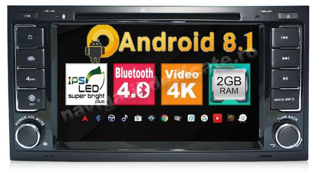 NAVIGATIE ANDROID 9.0 DEDICATA VW TOUAREG MULTIVAN TRANSPORTER T5 ECRAN IPS 16GB DVD GPS WAZE