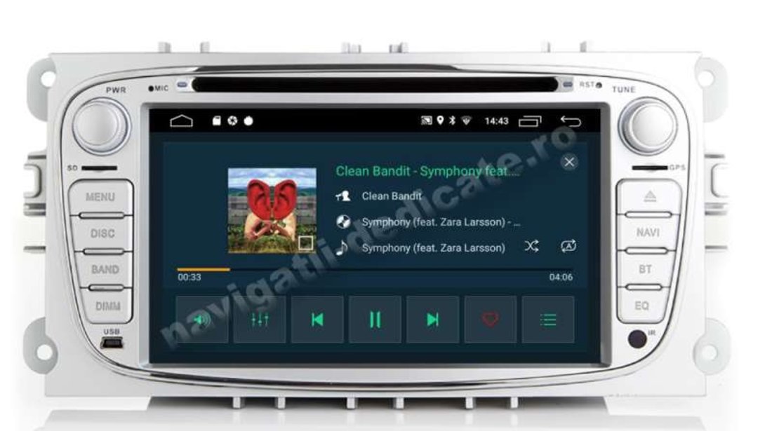 Navigatie Android 9.0 Ford FOCUS 2 Mondeo S-Max Transit Carkit Bluetooth USB Waze NAVD-MT9457