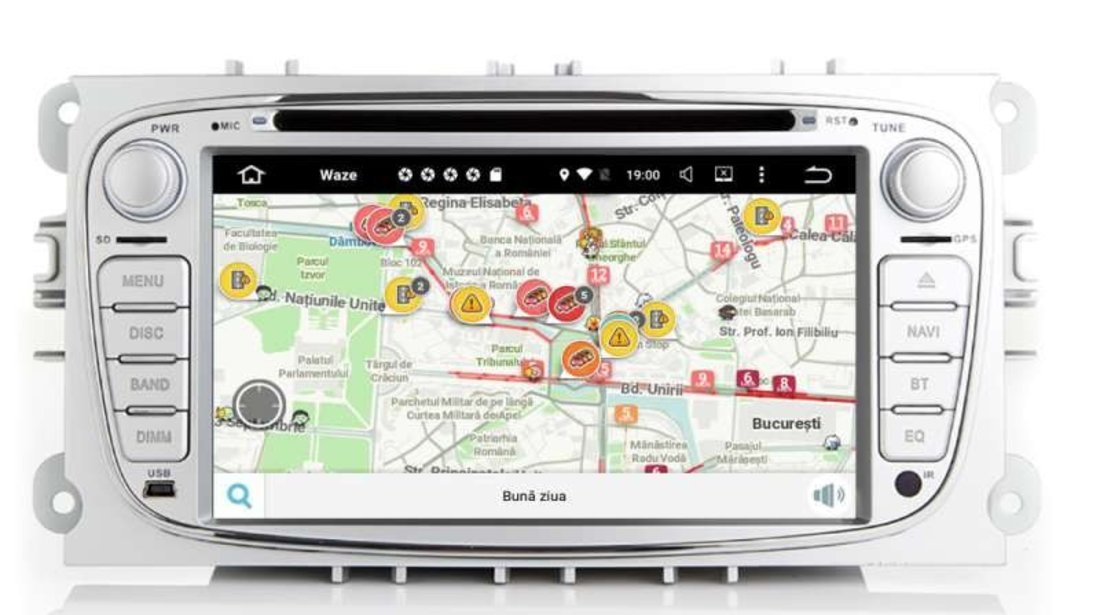 Navigatie Android 9.0 Ford FOCUS 2 Mondeo S-Max Transit Carkit Bluetooth USB Waze NAVD-MT9457