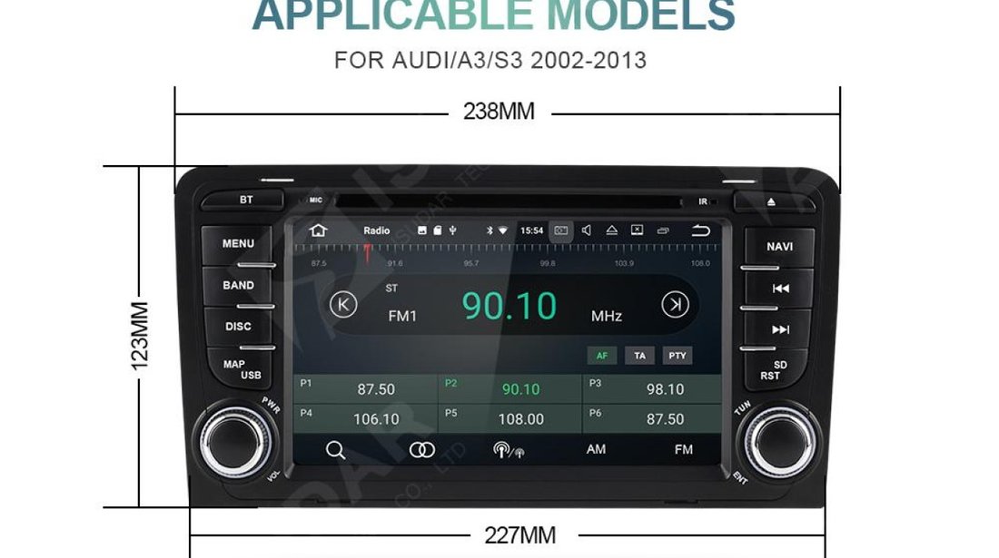 NAVIGATIE ANDROID DEDICATA AUDI A3 8P 2003-2012 7'' WIFI DVR CARKIT BLUETOOTH MIRROR LINK GPS WAZE