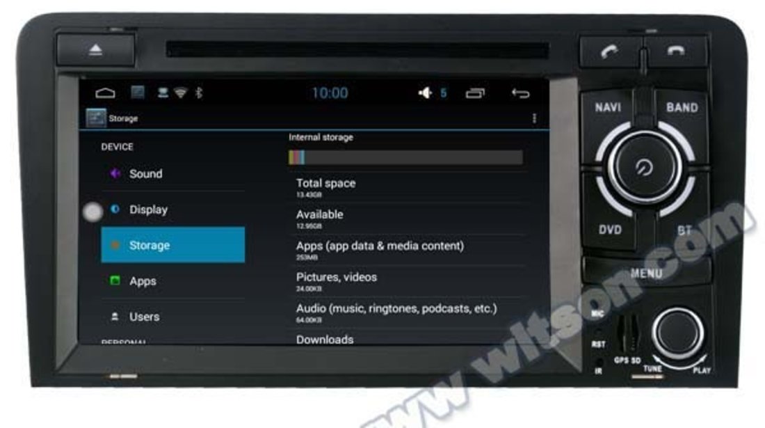 NAVIGATIE ANDROID DEDICATA AUDI A3 S3 RS3 WITSON W2-F9763A INTERNET WIFI 3G PROCESOR QUAD-CORE 16GB