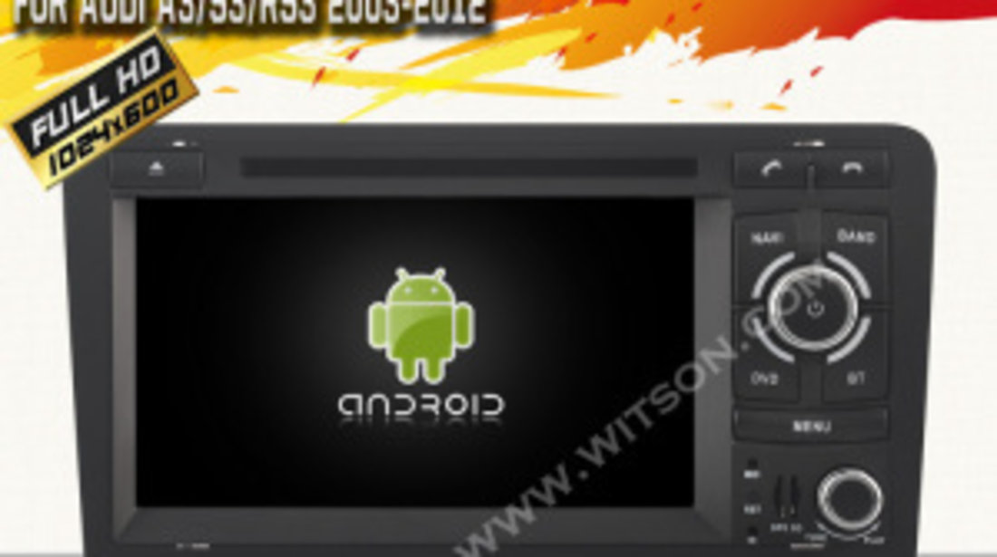 NAVIGATIE ANDROID DEDICATA AUDI A3 S3 RS3 WITSON W2-F9763A INTERNET WIFI 3G PROCESOR QUAD-CORE 16GB