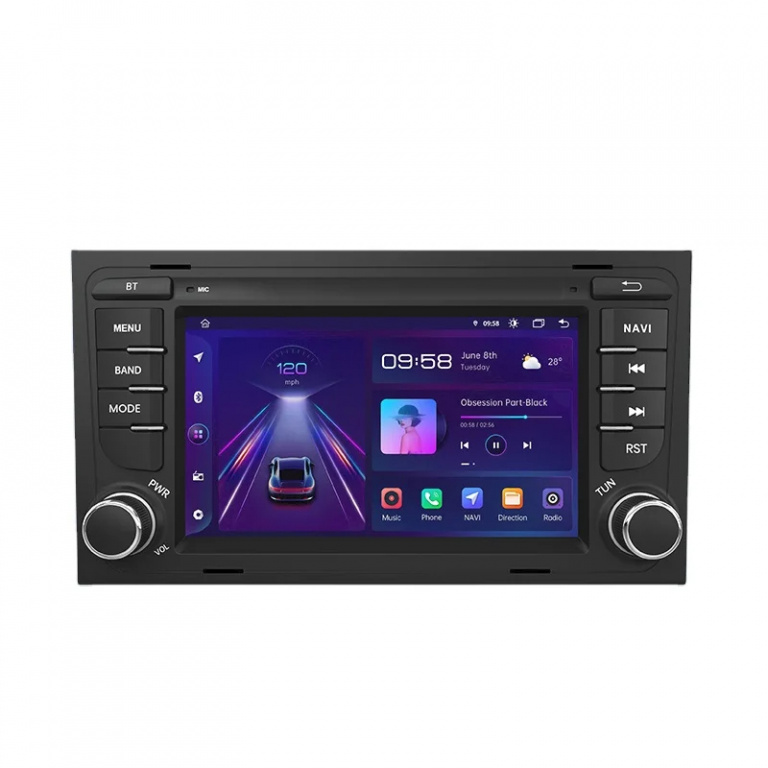 Navigatie Android Dedicata Audi A4 B6 B7 (2001 - 2008), 7Inch, 4Gb Ram, 64Gb Stocare, Bluetooth, WiFi, Carplay