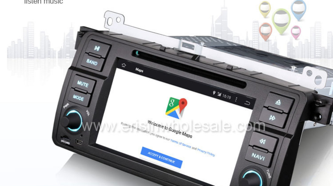 NAVIGATIE ANDROID DEDICATA BMW SERIA 3 E46 ERISIN ES2246B INTERNET 3G WIFI PROCESOR QUAD-CORE 16GB