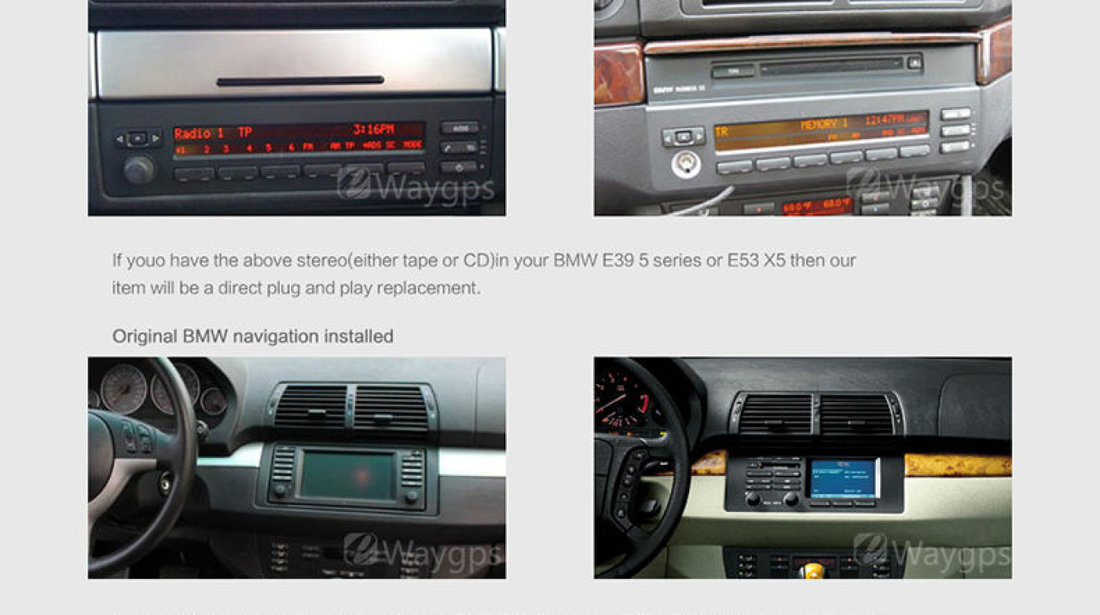 NAVIGATIE ANDROID DEDICATA BMW X5 E53 SERIA 5 E39 SERIA 7 E38 INTERNET 3G WAZE QUAD-CORE 1,6GHZ 16GB