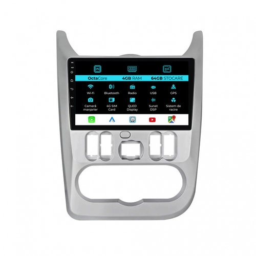 Navigatie Android Dedicata Dacia Logan Duster Sandero (2008-2013), 9Inch, 4Gb Ram, 64Gb Stocare, Car...
