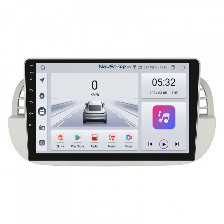 Navigatie Android Dedicata Fiat 500 (2007 - 2015), 9Inch, 4Gb Ram, 64Gb Stocare, Bluetooth, WiFi, Carplay