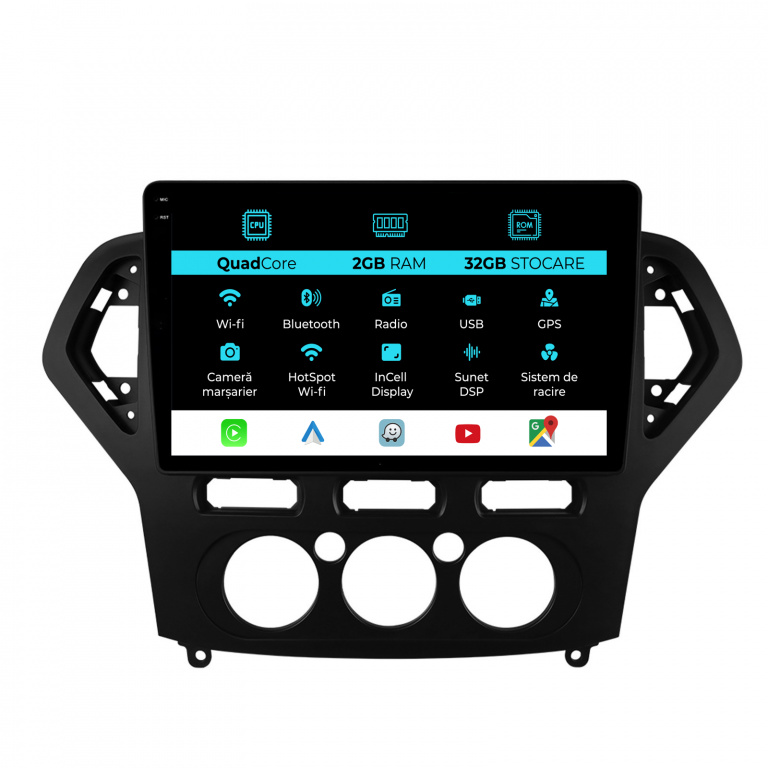 Navigatie Android Dedicata Ford Mondeo (2007-2014), 10Inch, 2Gb Ram, 32Gb Stocare, Carplay