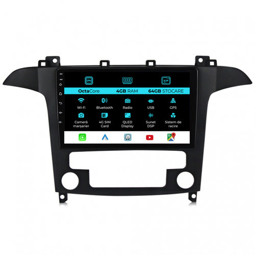 Navigatie Android Dedicata Ford S-Max (2006 - 2015) 9Inch, 4Gb Ram, 64Gb Stocare, Carplay