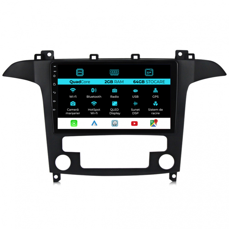 Navigatie Android Dedicata Ford S-Max (2006 - 2015), 9Inch, 2Gb Ram, 64Gb Stocare, Carplay