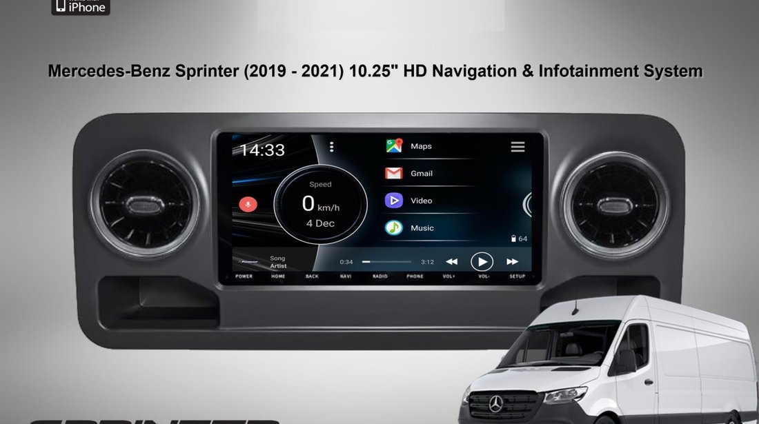 NAVIGATIE ANDROID DEDICATA MERCEDES-BENZ SPRINTER W907 W910 2018-2022 10.2" 4+64GB OCTACORE