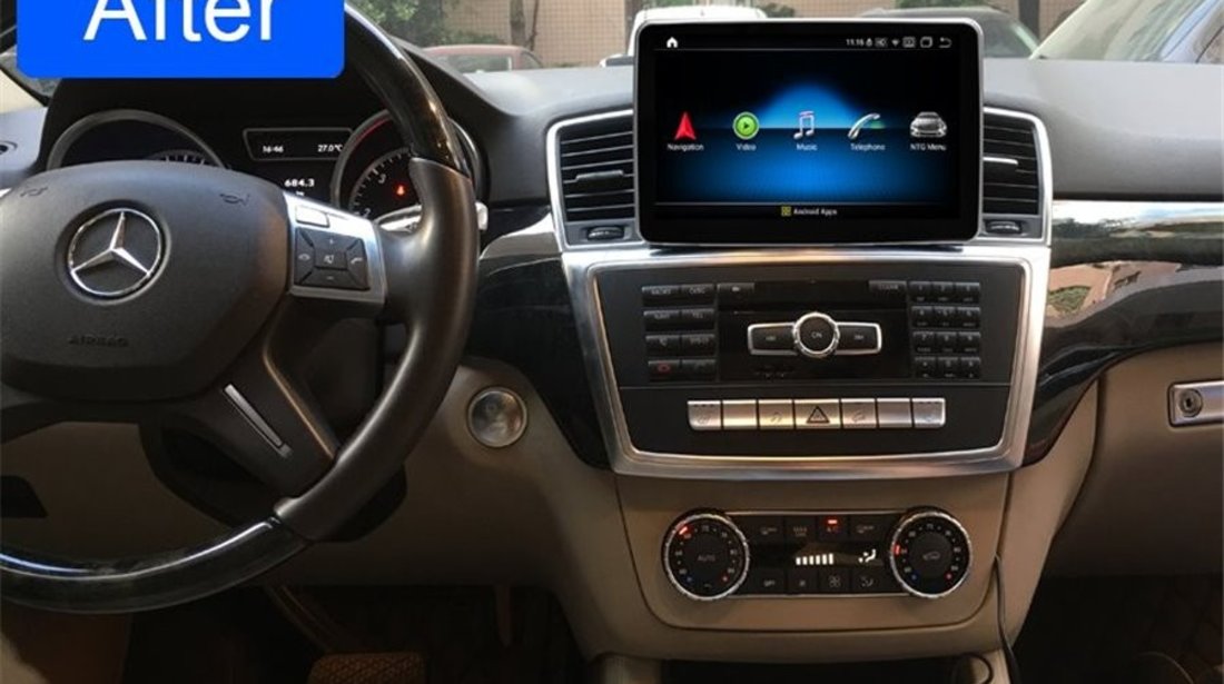 NAVIGATIE ANDROID DEDICATA MERCEDES ML W166 GL X166 2012-2015 NTG 4.5 OCTACORE 4+64GB SIM 4G CARPLAY