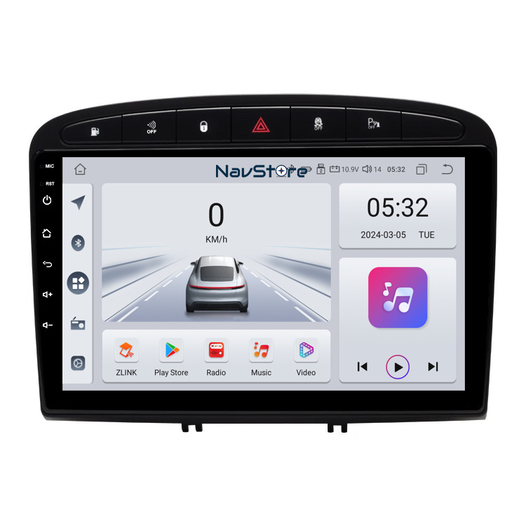 Navigatie Android Dedicata Peugeot 308 408 (2008-2013), 9Inch, 4Gb Ram, 64Gb Stocare, Bluetooth, WiFi, Carplay