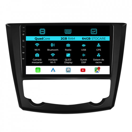 Navigatie Android Dedicata Renault Kadjar (2015-2019), 9Inch, 2Gb Ram, 64Gb Stocare, Carplay