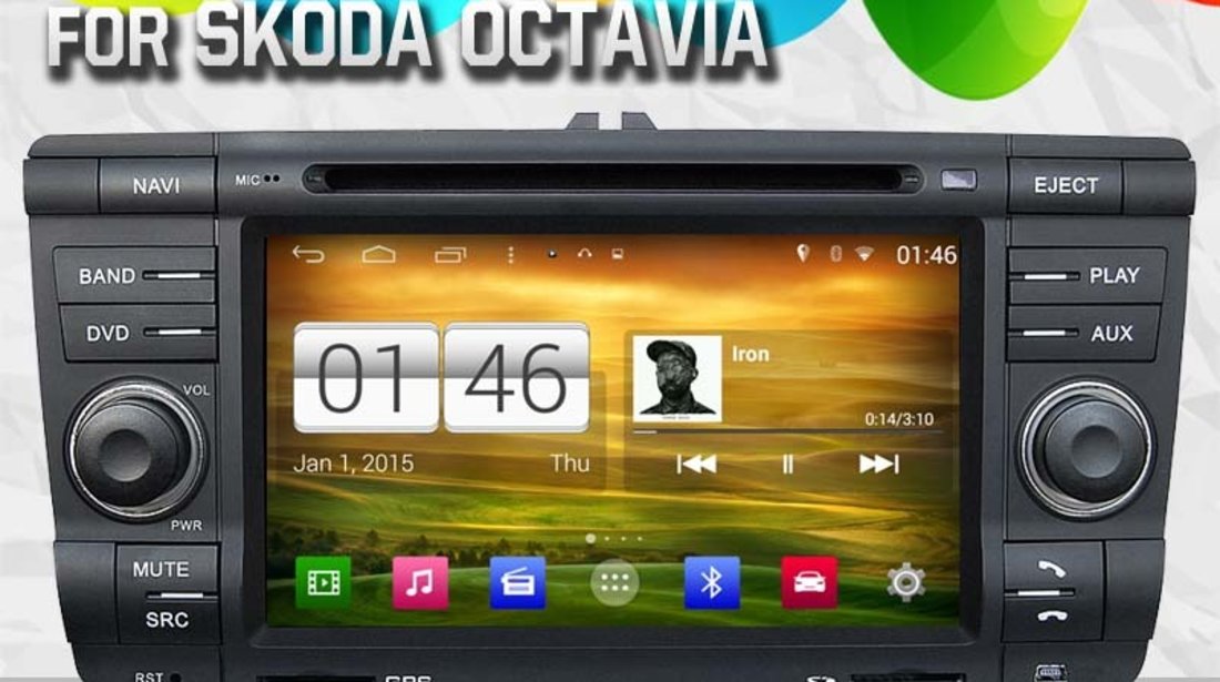 NAVIGATIE ANDROID DEDICATA SKODA OCTAVIA 2 WITSON W2-M005 PLATFORMA S160 QUADCORE 16 GB WAZE DVR GPS