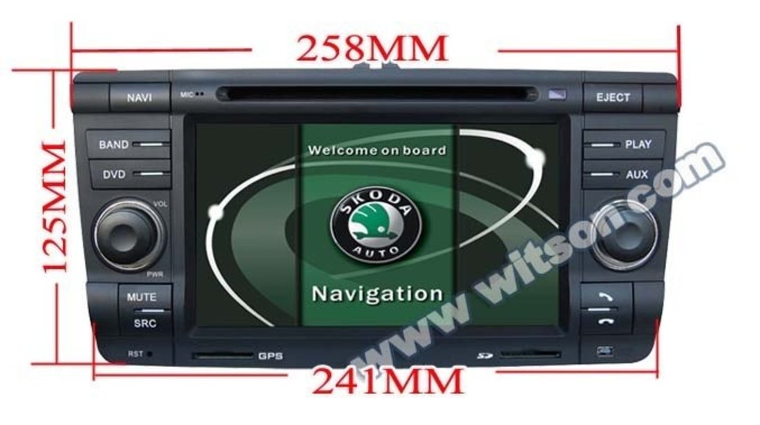 NAVIGATIE ANDROID DEDICATA SKODA OCTAVIA 2 WITSON W2-M005 PLATFORMA S160 QUADCORE 16 GB WAZE DVR GPS