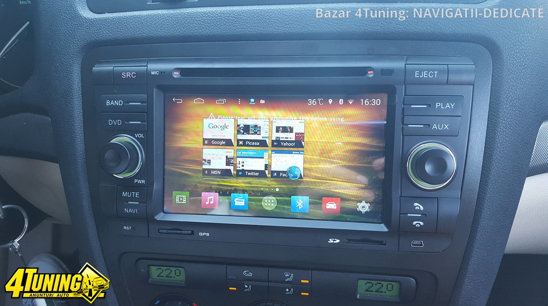 NAVIGATIE ANDROID DEDICATA SKODA OCTAVIA 2 WITSON W2-M005 PLATFORMA S160 QUADCORE 16 GB WAZE DVR GPS