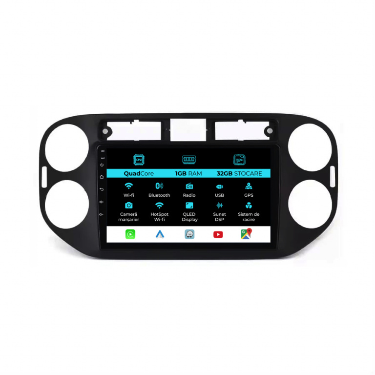 Navigatie Android Dedicata Volkswagen Tiguan (2011-2016), 9Inch, 1Gb Ram, 32Gb Stocare, Carplay