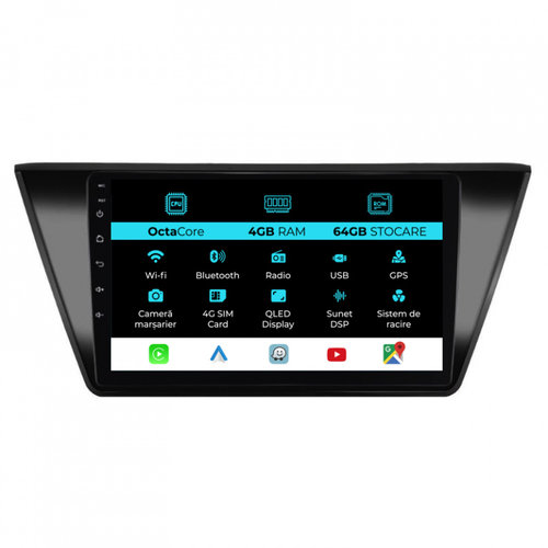 Navigatie Android Dedicata Volkswagen Touran (2014 - 2020), 10Inch, 4Gb Ram, 64Gb Stocare, Carplay