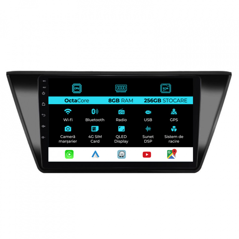Navigatie Android Dedicata Volkswagen Touran (2015 - 2020), 10Inch, 8Gb Ram, 256Gb Stocare, Carplay
