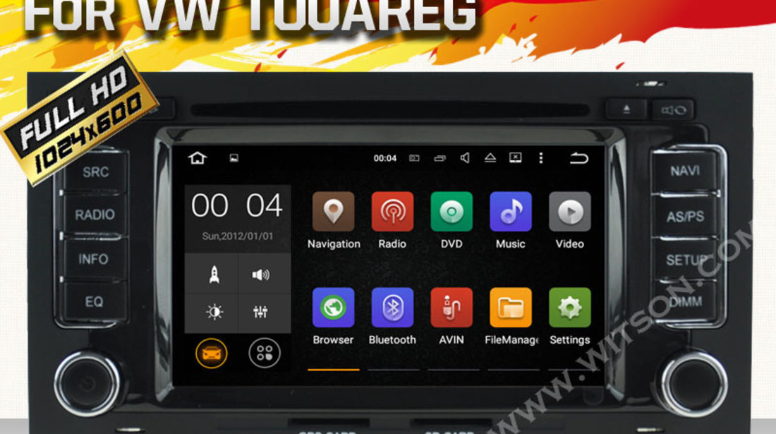 NAVIGATIE ANDROID DEDICATA VW TOUAREG MULTIVAN T5 TRANSPORTER DVD WITSON W2-A5769 INTERNET 3G WAZE