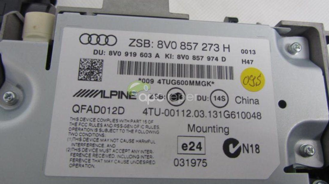 Navigatie Audi A3 8V S3 Originala 8V0035874A MMI