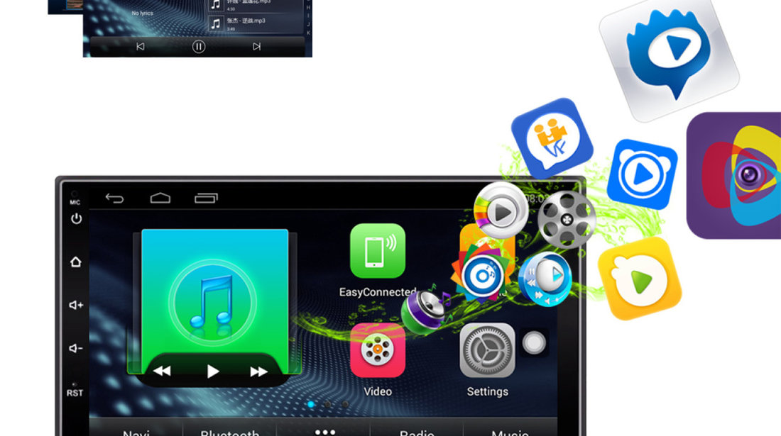 NAVIGATIE CARPAD 2DIN UNIVERSALA CU ANDROID 7.1 ECRAN 7'' CAPACITIV USB INTERNET 3G GPS WAZE DVR