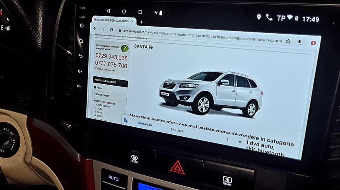 NAVIGATIE CARPAD ANDROID 10 DEDICATA HYUNDAI SANTA FE 2006-2012 OCTACORE 4GB RAM 64 GB ROM SIM 4G