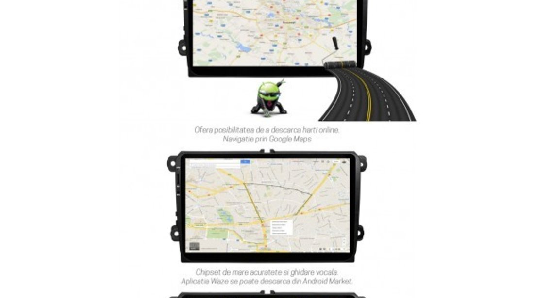 NAVIGATIE CARPAD ANDROID 7.1.2 DEDICATA VW AMAROK NAVD E305 ECRAN 9'' CAPACITIV 16GB INTERNET