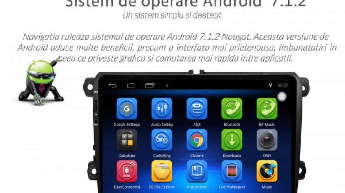 NAVIGATIE CARPAD ANDROID 7.1.2 DEDICATA VW AMAROK NAVD E305 ECRAN 9'' CAPACITIV 16GB INTERNET