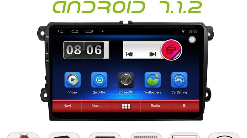 NAVIGATIE CARPAD ANDROID 7.1 DEDICATA VW Golf 5 EDONAV E305 ECRAN 9'' CAPACITIV 16GB INTERNET 3G