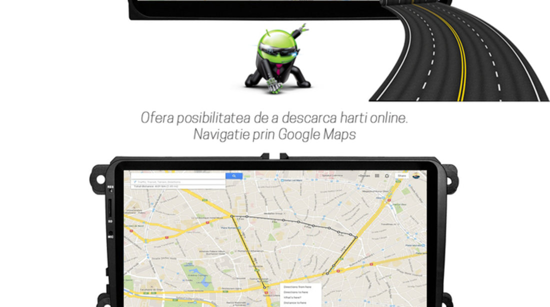 NAVIGATIE CARPAD ANDROID 7.1 DEDICATA VW Golf 5 EDONAV E305 ECRAN 9'' CAPACITIV 16GB INTERNET 3G