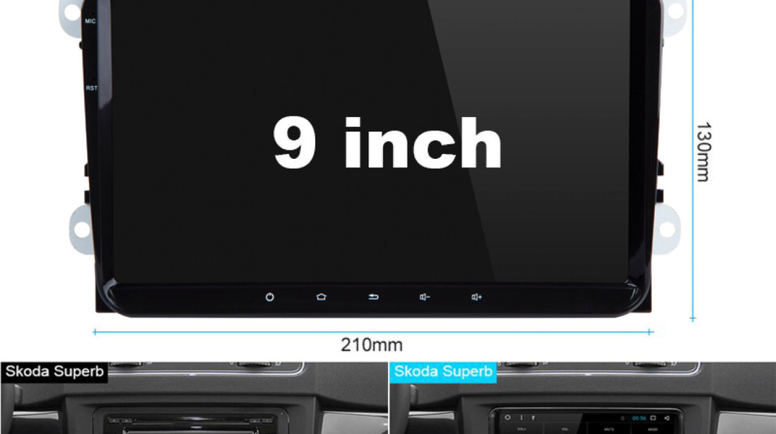 NAVIGATIE CARPAD ANDROID 7 DEDICATA Skoda Superb 2 NAVD-T9800 ECRAN 9'' 16GB 2GB RAM INTERNE WIFi