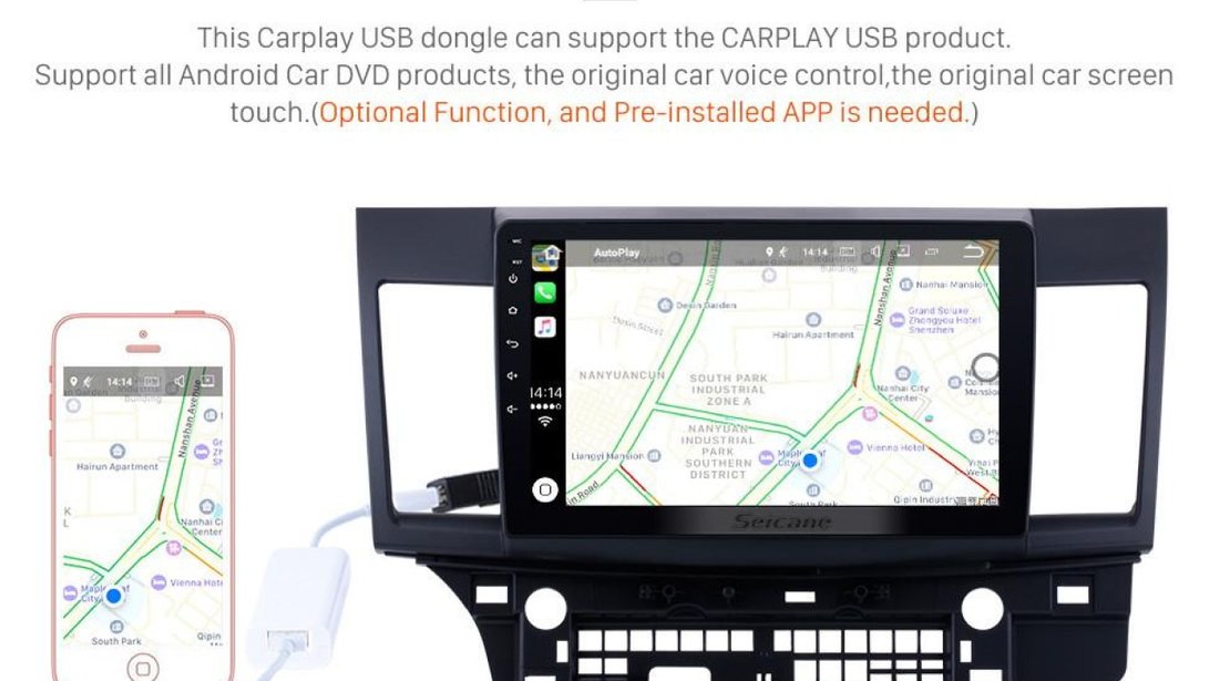 NAVIGATIE CARPAD ANDROID 8.1 DEDICATA MITSUBISHI LANCER ECRAN 10” 16GB GPS WAZE WIFI CARKIT