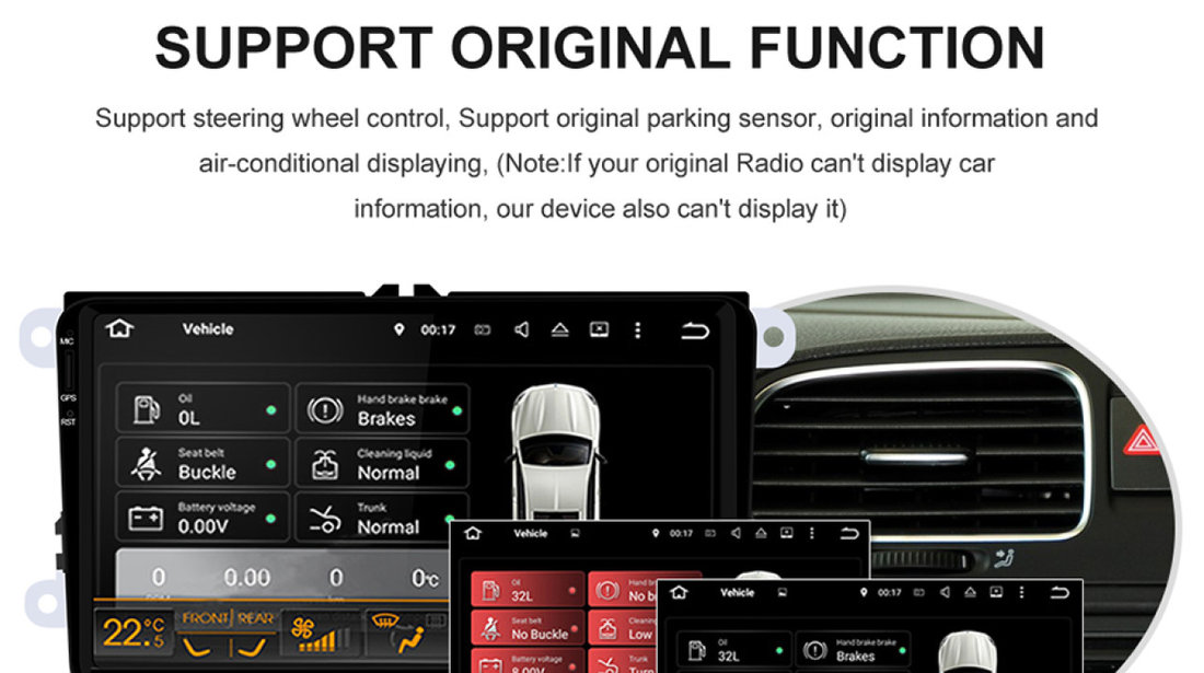 NAVIGATIE CARPAD ANDROID 8.1 DEDICATA SKODA SUPERB 2 NAVD-MT9800 9'' 16GB 2GB RAM WAZE CAMERA BONUS!