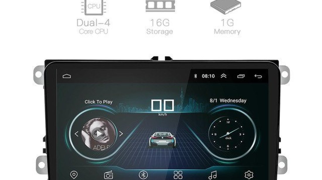 NAVIGATIE CARPAD ANDROID 8.1 DEDICATA VW PASSAT B5 ECRAN 9'' 16GB WIFI DVR GPS VAG NAV 5000 PRO