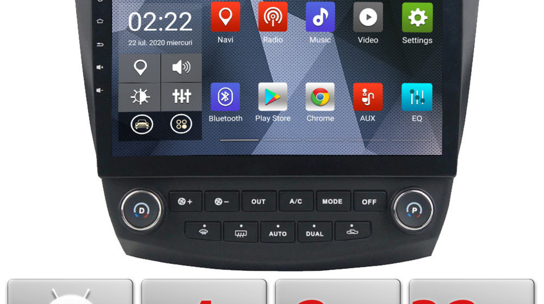 NAVIGATIE CARPAD ANDROID DEDICATA HONDA ACCORD 2004-2008 CL7 ECRAN CAPACITIV QUADCORE 2GB RAM 32 GB