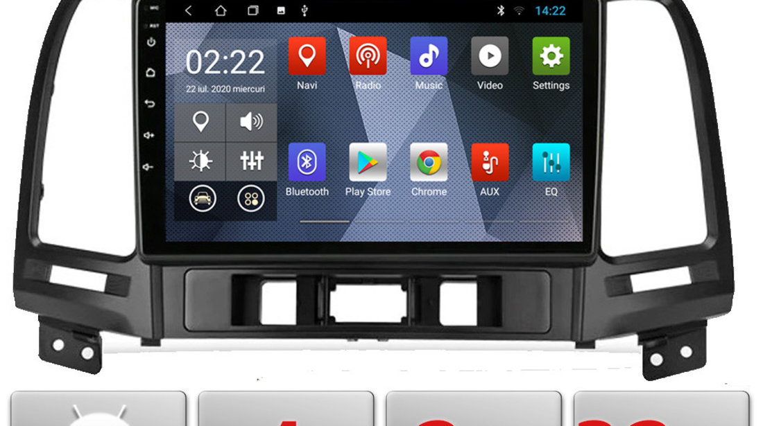 NAVIGATIE CARPAD ANDROID DEDICATA HYUNDAI SANTA FE 2 2006-2011 ECRAN CAPACITIV QUADCORE 2GB RAM
