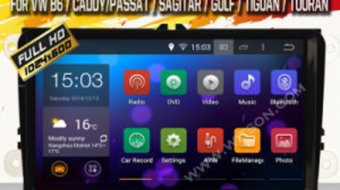 NAVIGATIE CARPAD ANDROID DEDICATA Volkswagen Passat B6/B7 WITSON W2-F9249V ECRAN 9'' CAPACITIV