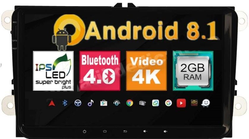 NAVIGATIE CARPAD ANDROID DEDICATA VW Multivan NAVD-MT9800 9'' 16GB 2GB RAM GPS WAZE CAMERA BONUS!