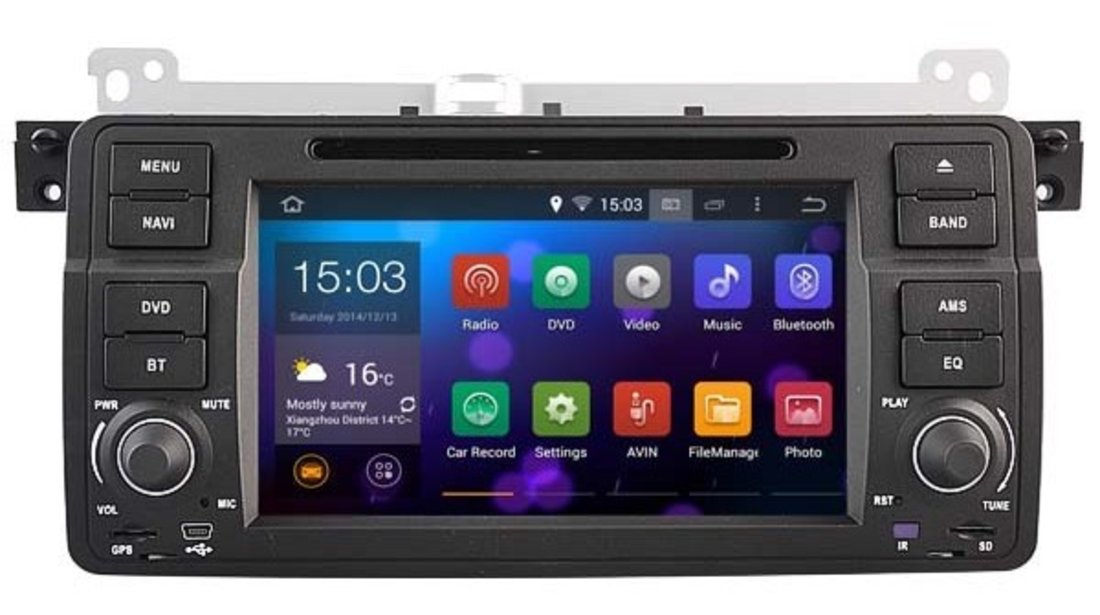 NAVIGATIE CU ANDROID 5.1.1 DEDICATA BMW E46 NAVD-A052 INTERNET WIFI PROCESOR QUAD-CORE 16GB