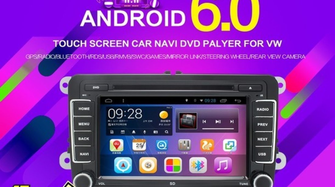 NAVIGATIE CU ANDROID DEDICATA VW Caddy EDOTEC EDT-G305 INTERNET 3G WIFI WAZE DVR DVD