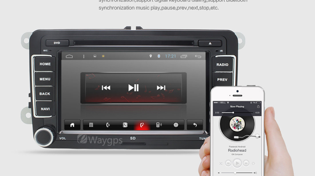 NAVIGATIE CU ANDROID DEDICATA VW SKODA SEAT EDOTEC EDT-G305 INTERNET 3G WIFI WAZE DVR DVD CARKIT USB