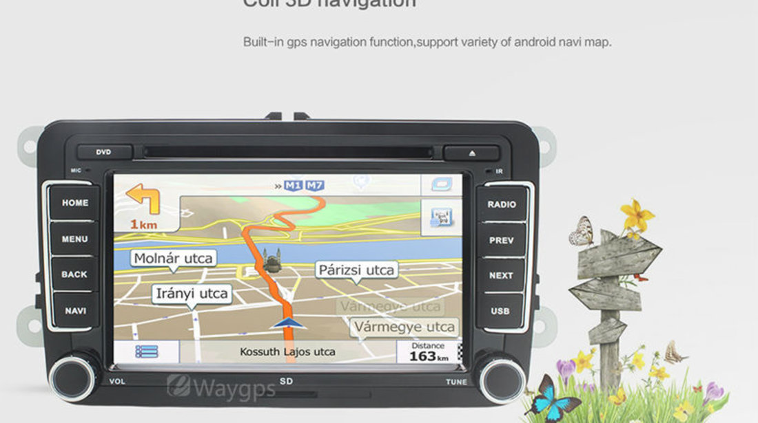 NAVIGATIE CU ANDROID DEDICATA VW SKODA SEAT EDOTEC EDT-G305 INTERNET 3G WIFI WAZE DVR DVD CARKIT USB