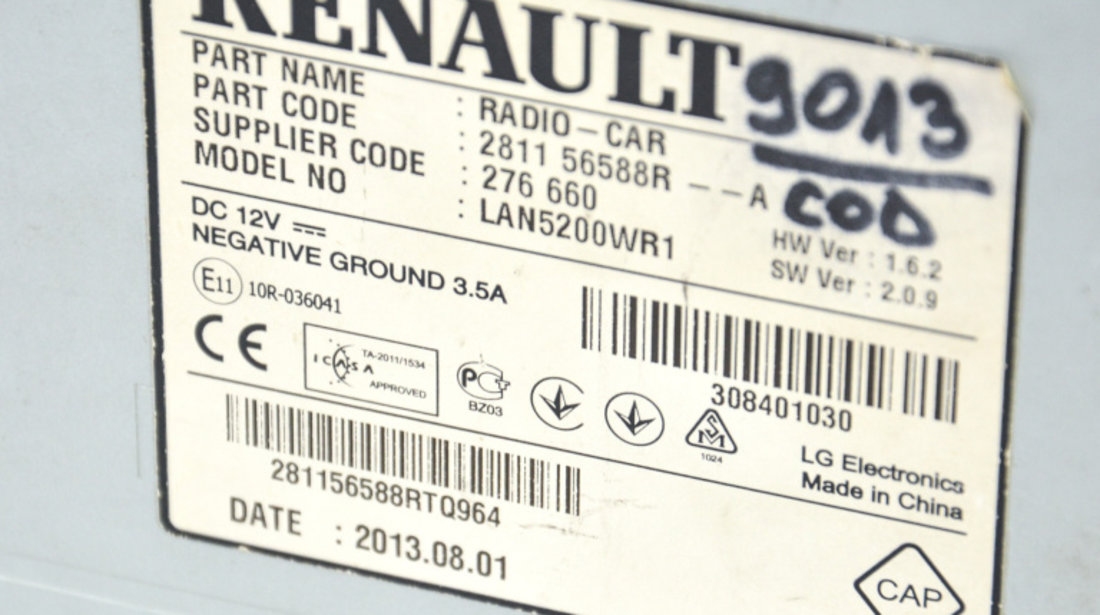 Navigatie Dacia LOGAN 2 2012 - Prezent 281156588R, 2811 56588R, 2811 56588R--A, 10R-036041, E11 10R-036041