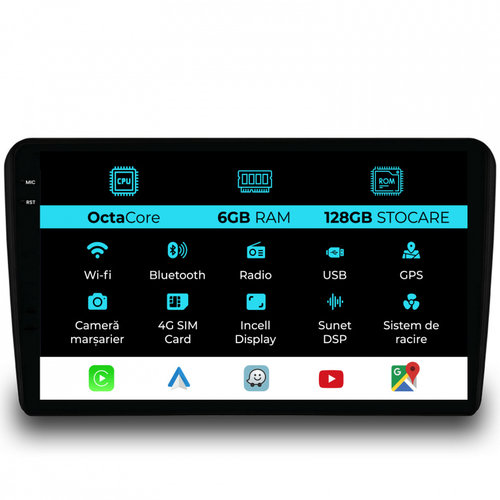 Navigatie Dedicata Audi A3 8P (2003-2013), 9Inch, 6Gb Ram, 128Gb Stocare, Carplay