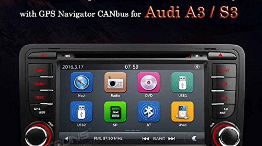 NAVIGATIE DEDICATA AUDI A3 S3 RS3 XTRONS PF72AA3GT DVD USB PLAYER GPS CARKIT BLUETOOTH