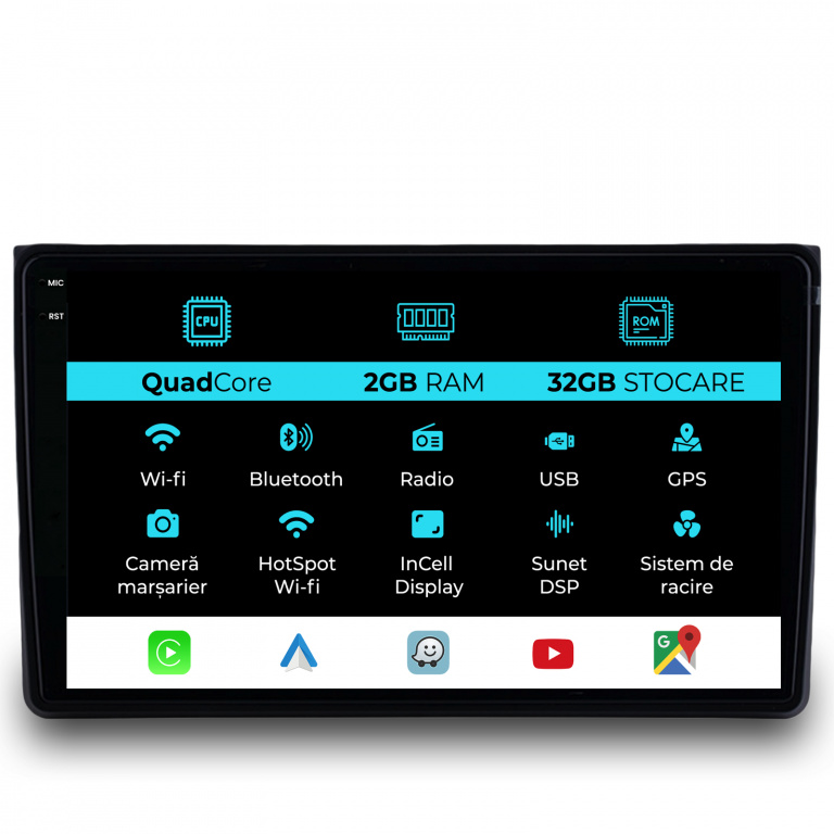 Navigatie Dedicata Audi A4 (2001-2008), 9Inch, 2Gb Ram, 32Gb Stocare, Carplay