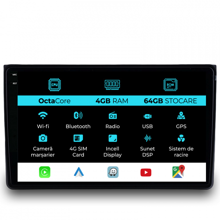 Navigatie Dedicata Audi A4 (2001-2008), 9Inch, 4Gb Ram, 64Gb Stocare, Carplay