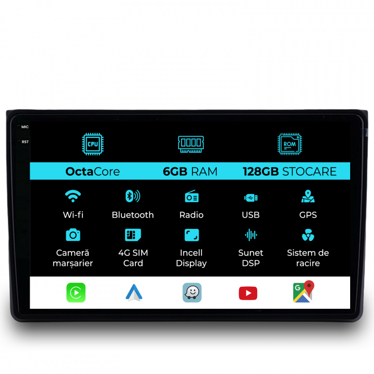 Navigatie Dedicata Audi A4 (2001-2008), 9Inch, 6Gb Ram, 128Gb Stocare, Carplay